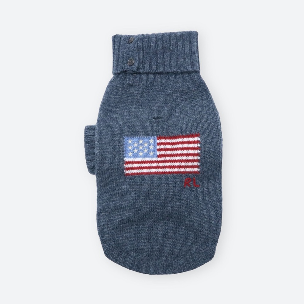 Polo by Ralph Lauren Blue Dog Sweater with Flag Design